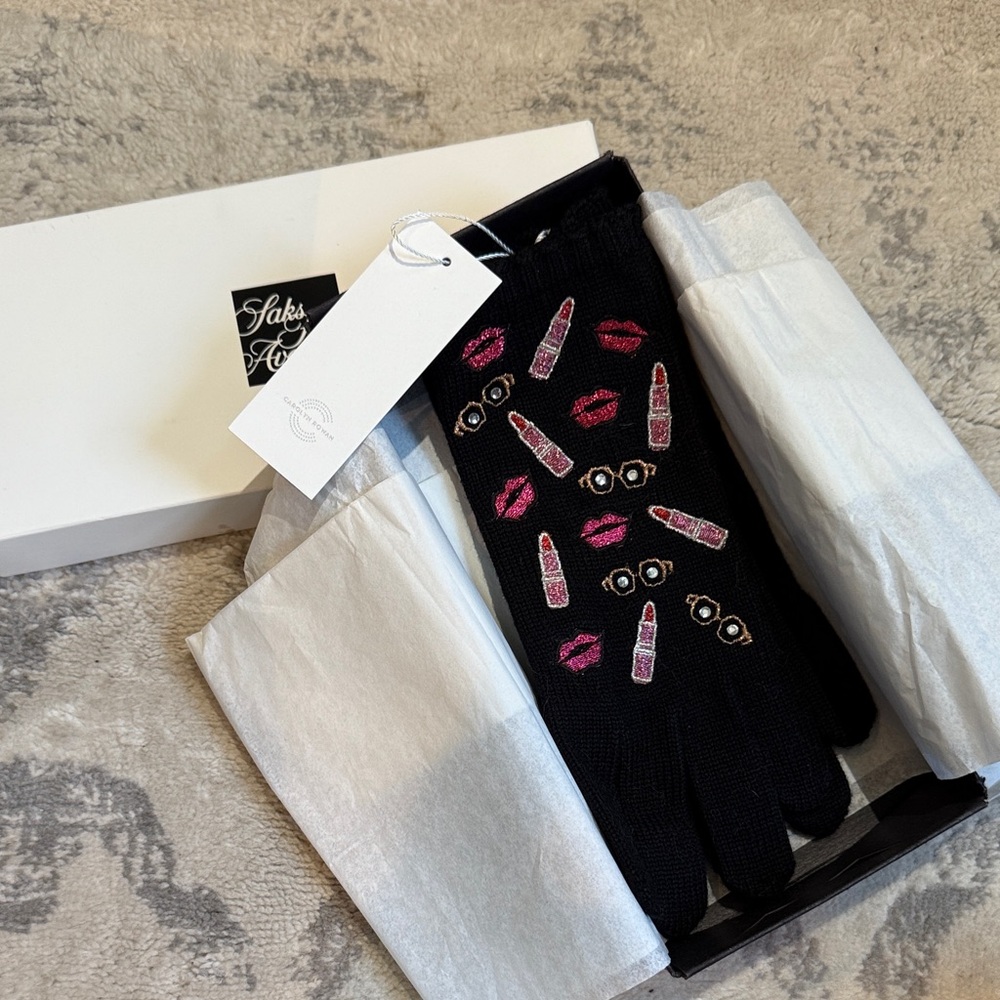 Stylish Black and Pink Women's Gloves